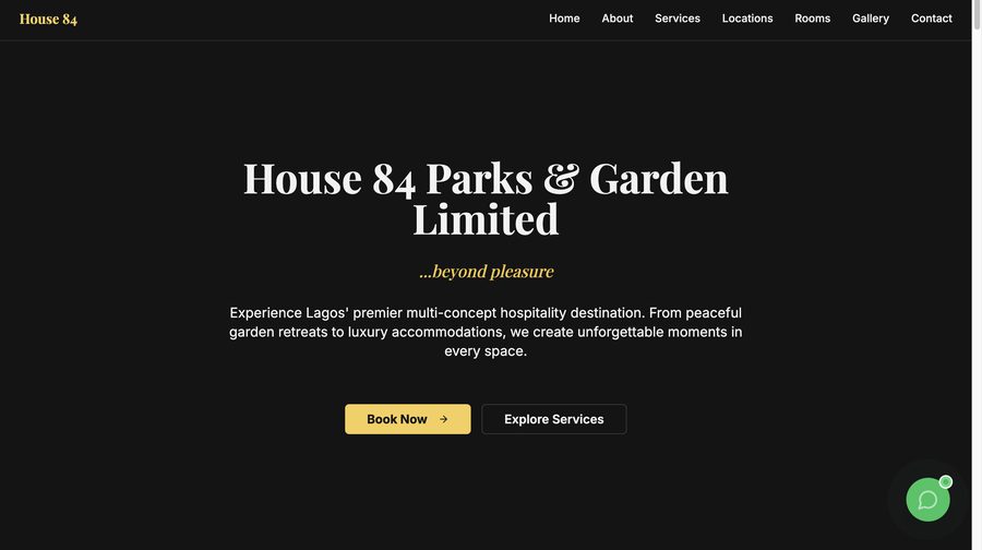 House 84 Parks & Garden Limited website preview